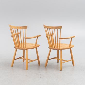 Carl Malmsten, six 'Lilla Åland' chairs, Stolab, 1990-92. Dining table, Stolab, 1989.