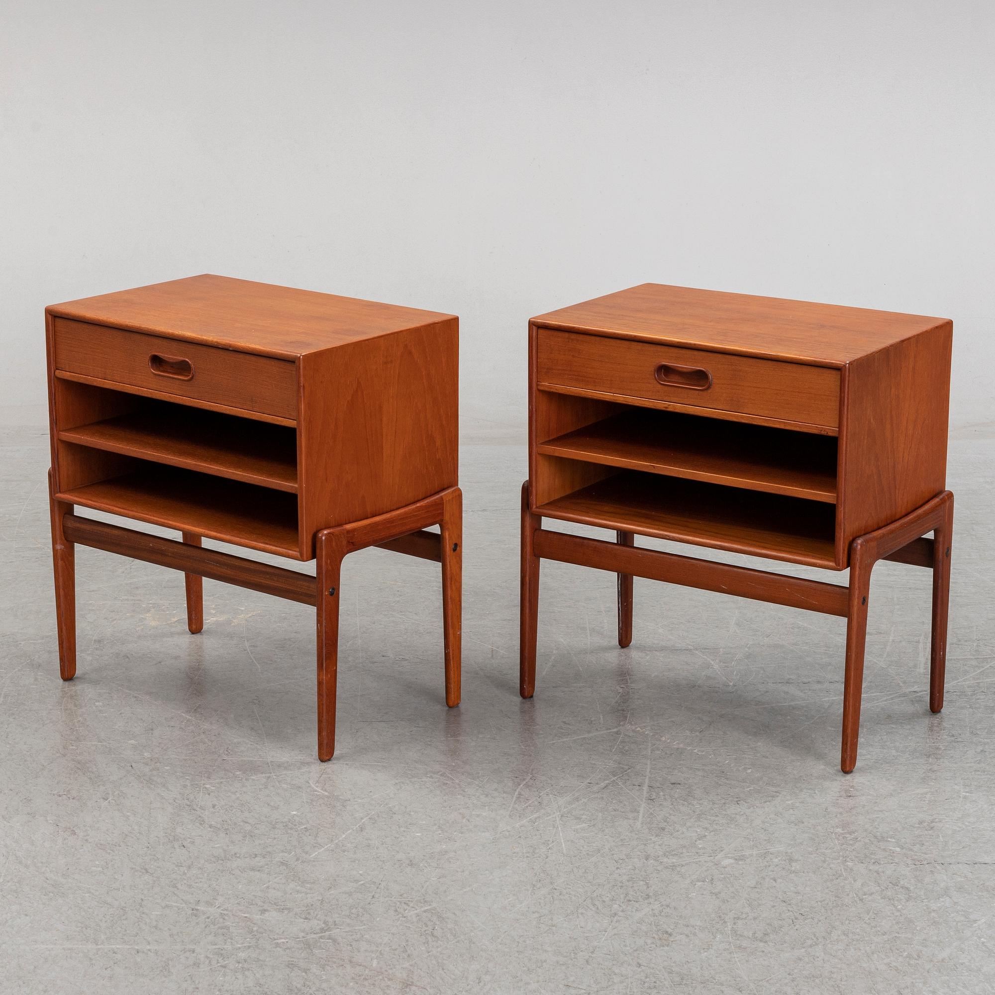 A pair of teak 1960s bedside tables, Vamo Möbelfabrik, Sonderborg, Denmark.
