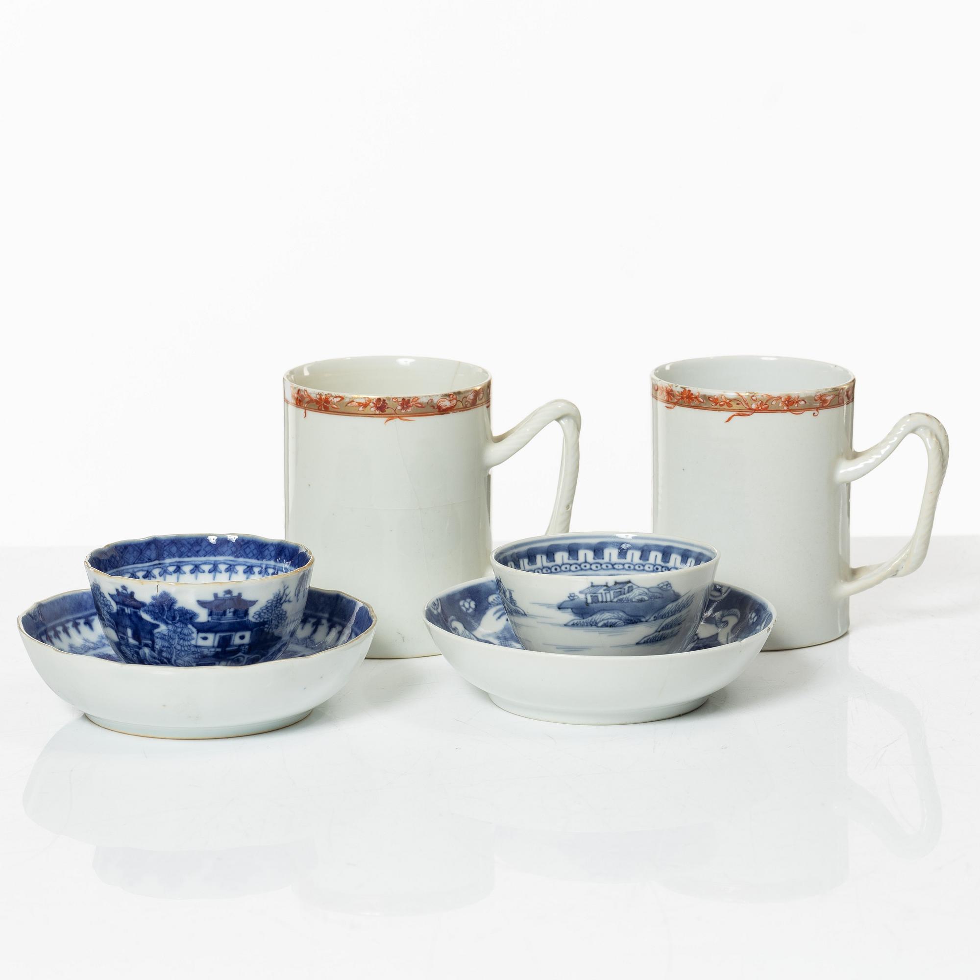 Servisdelar, fyra stycken, kompaniporslin, Kina, Qingdynastin, 1700/1800-tal.