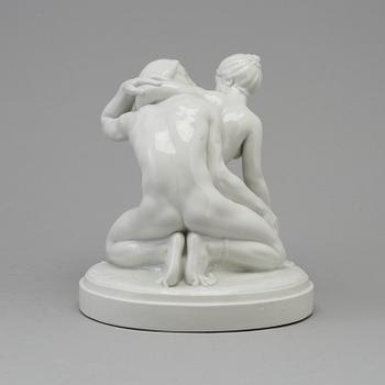 A white glazed Royal Copenhagen Gerhard Henning figure of "Amor & Psyke", Denmark, early 20th Century.