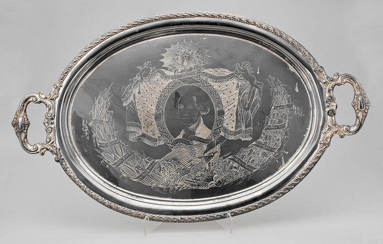BRICKA, nysilver, troligen USA, 1800-talets slut.