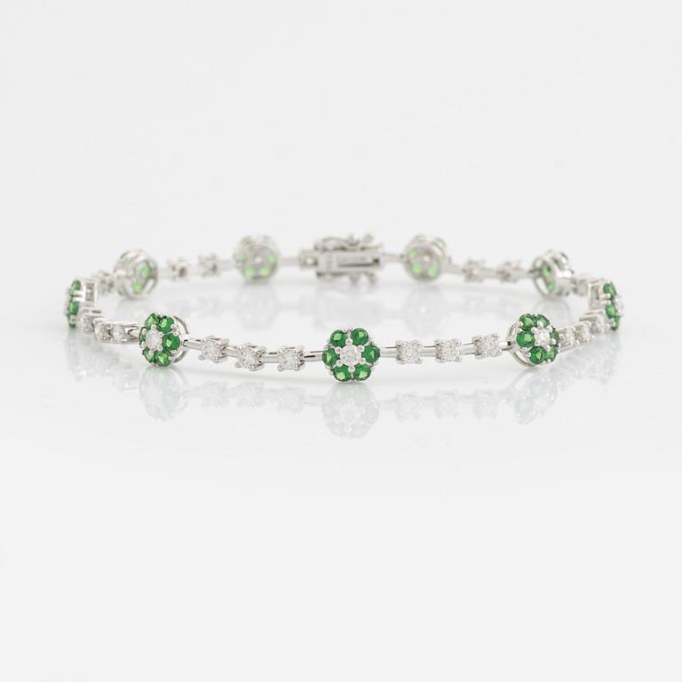 Tsavorite and brilliant cut diamond bracelet.