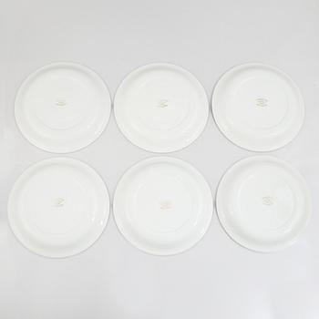 Anja Juurikkala, six 'Crayfish' plates, Arabia, Finland, 1953-1960.