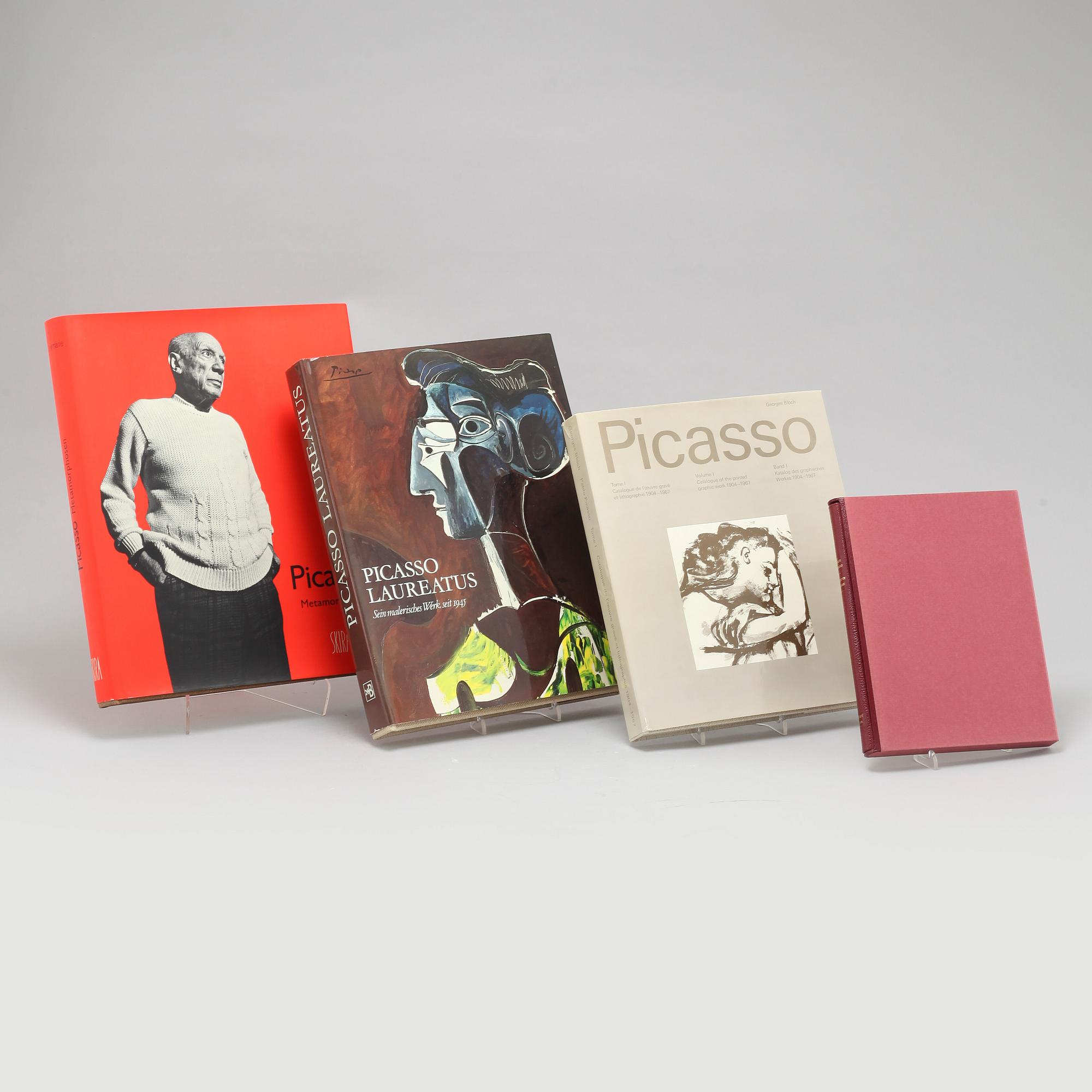 Books, 4 artbooks about Picasso and his work, 20th century 3rd quarter.