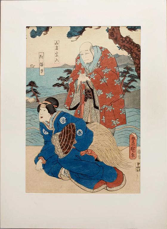 UTAGAWA KUNISADA (TOYOKUNI III), träsnitt, 2 st.