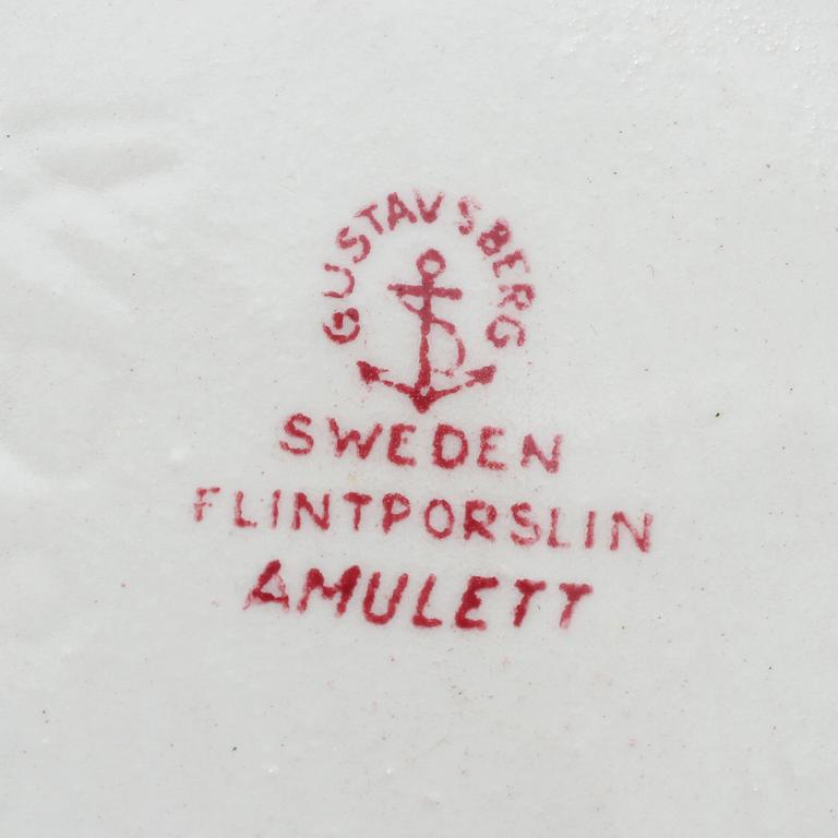 SERVISDELAR, 49 delar, flintgods, "Amulett", Wilhelm Kåge, Gustavsberg, 1900-tal.
