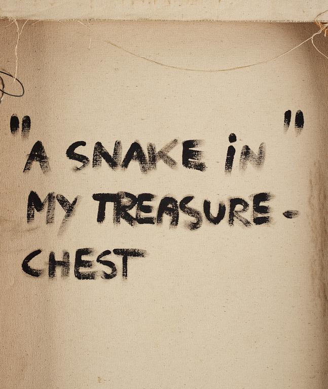 Mette Petri, olja på duk, signerad och daterad NYC/LA 1991-92 a tergo.