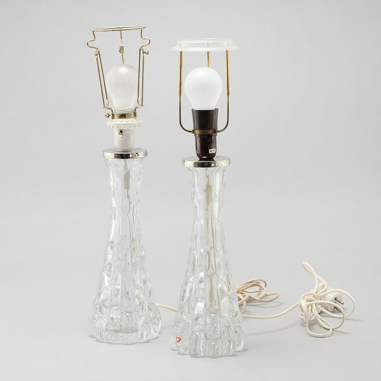 A pair of table lamps by Carl Fagerlund for Orrefors, third quarter of the 20th century.