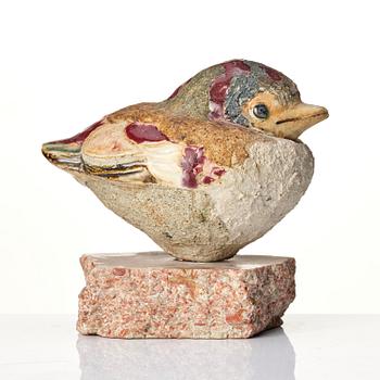 Tyra Lundgren, a stoneware sculpture of a bird, own studio, Bredkvie, Sweden.