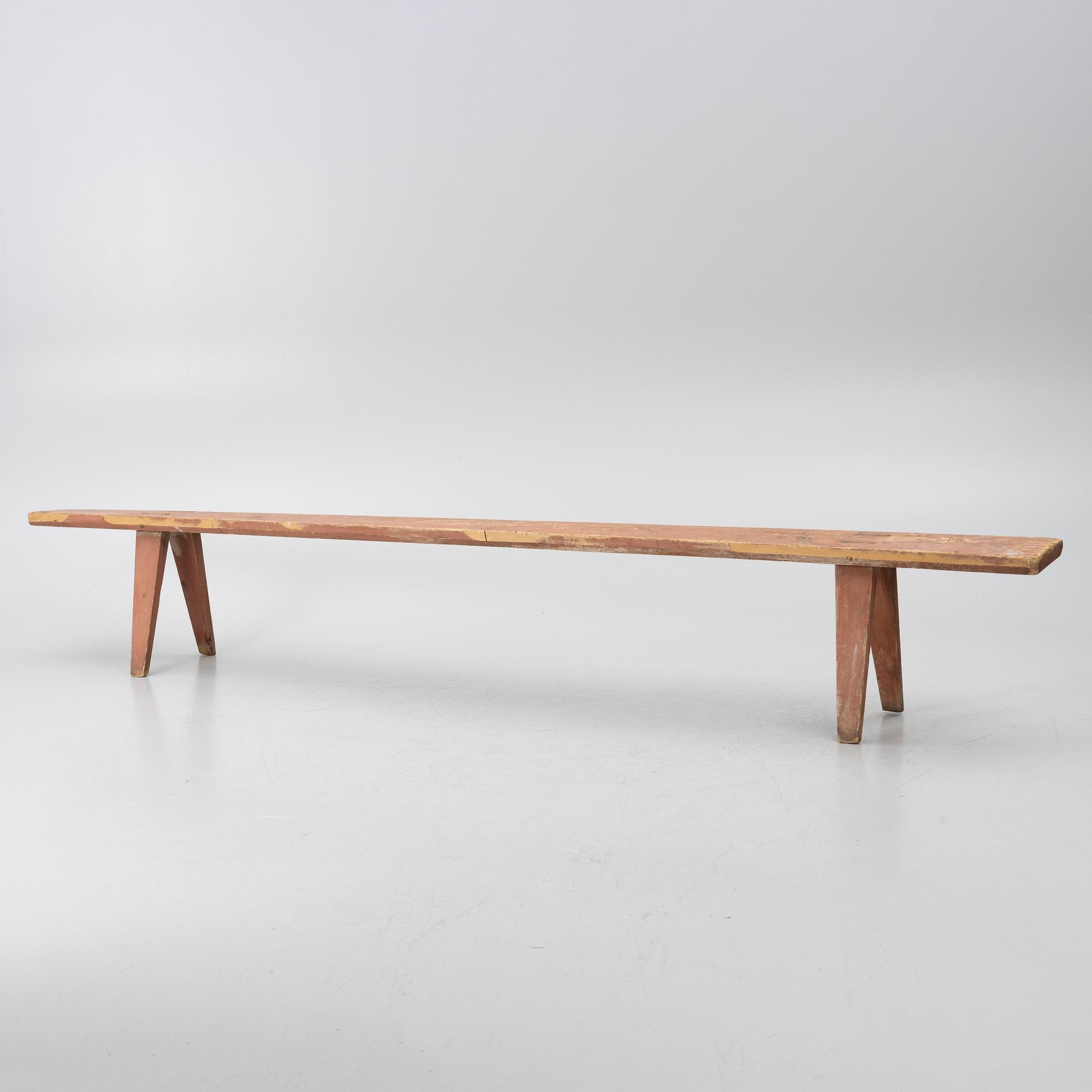 A folk art bench, 19th century.