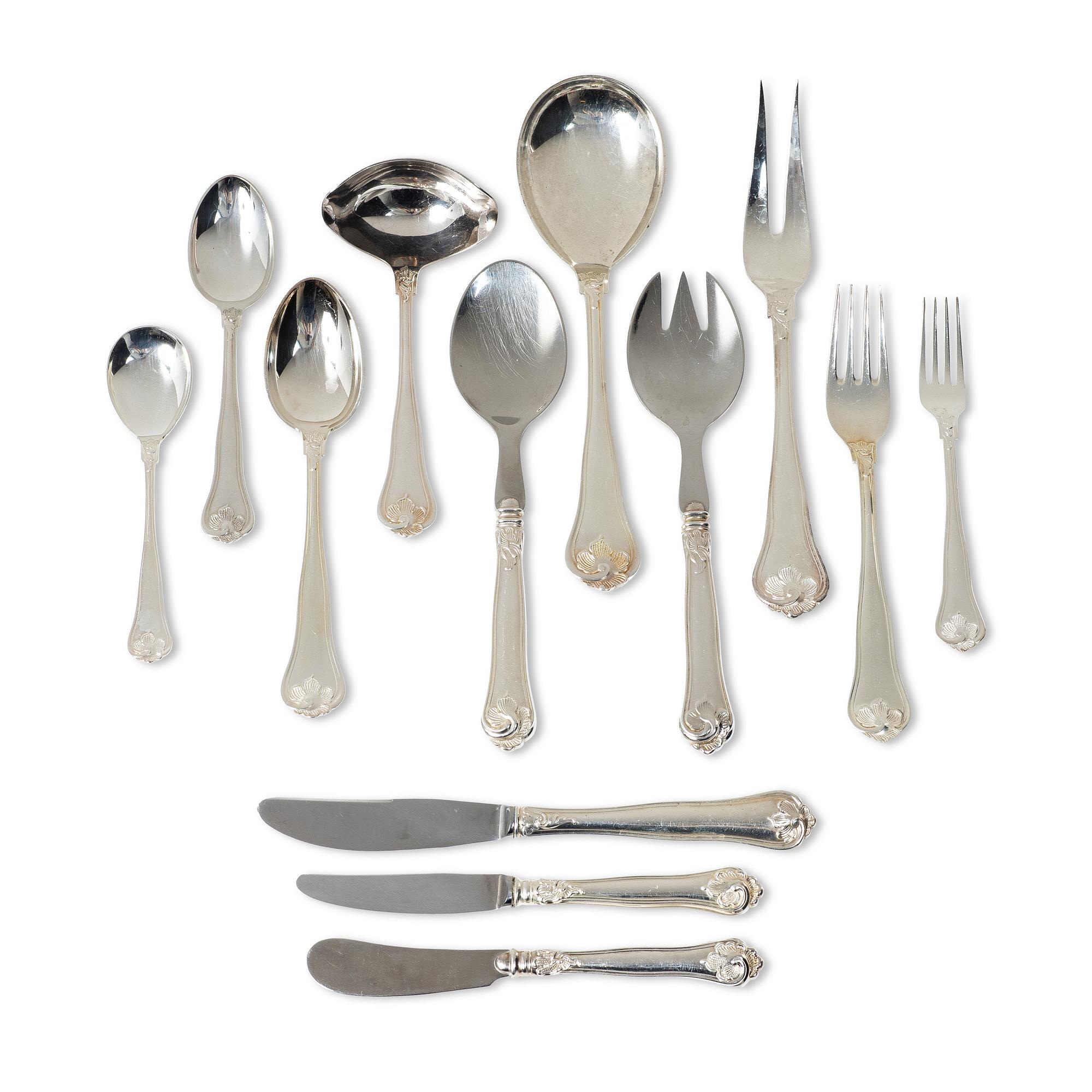 A Danish silver cutlery set, “Sachsisk”, Cohr, Swedish import mark (85 pieces).