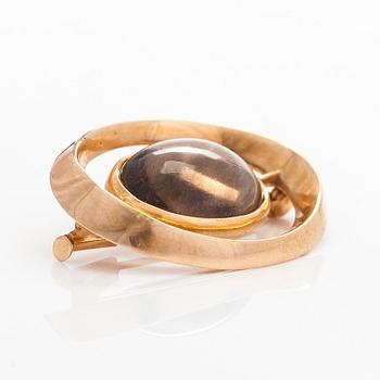 A 14K gold brooch with smoky quartz. Westerback Helsinki 1957.