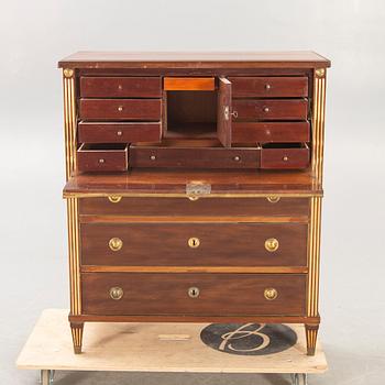A late Gustavian mahogany escritoire around 1800.