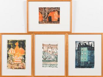 CHRISTINA SNELLMAN, Four woodcuts, signed and dated, 1980s.