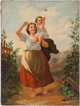 OKÄND KONSTNÄR, olja på duk, ej signerad, 1800-tal.