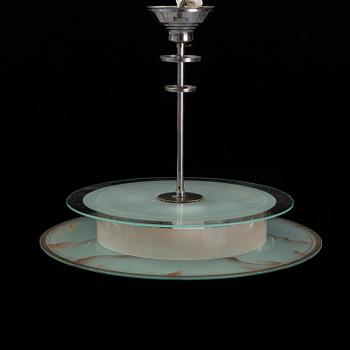A glass ceiling light, 1930's.