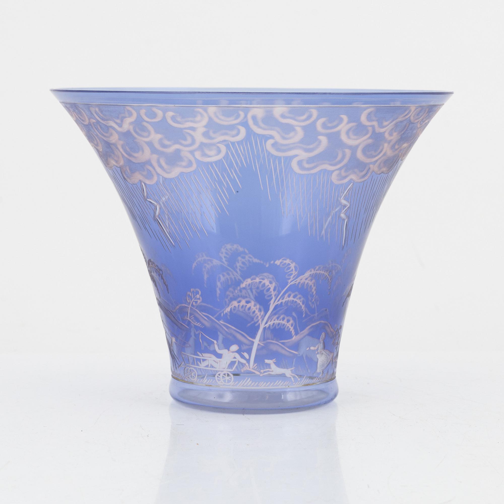 Edward Hald, skål, "Åskväder", Orrefors 1942.