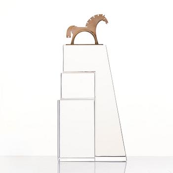 Gunnar Cyrén, a glass and silver gilt sculpture, Orrefors, for the World Equestrian Games, Stockholm 1990, ed. 1/10.