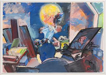 Lars Lindeberg · LARS LINDEBERG, gouache på papper, signerad.