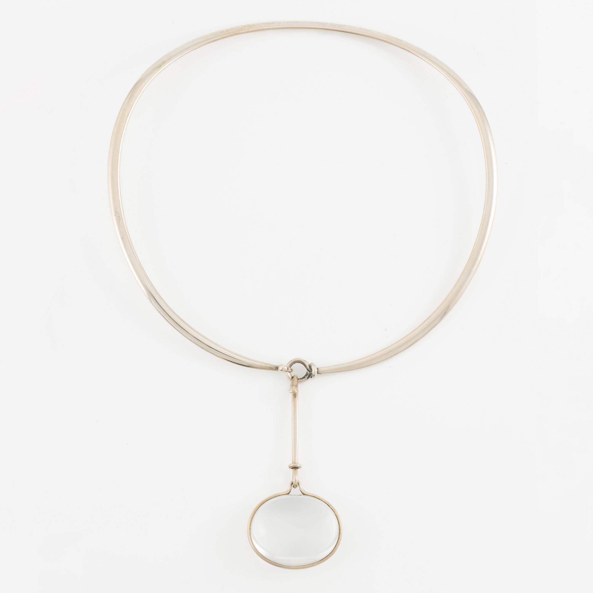 Vivianna Torun Bülow-Hübe, necklace, sterling silver and rock crystal, Georg Jensen, Denmark.