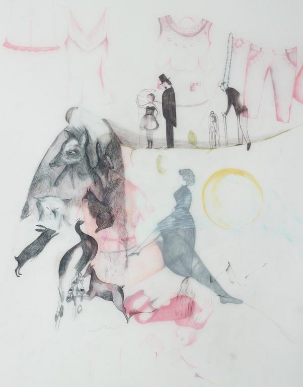 ASTRID SVANGREN, crayon on paper, signed and dated -05.