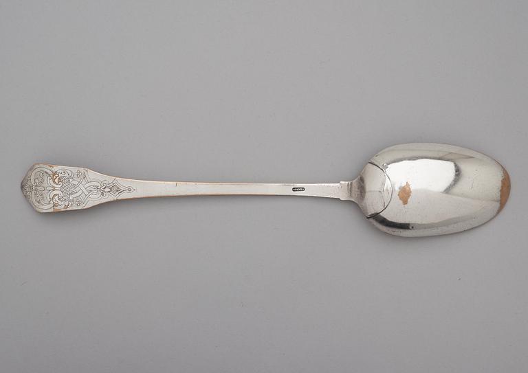 A late Baroque serving spoon by Paul Zachun (active in Norrköping 1722-50).