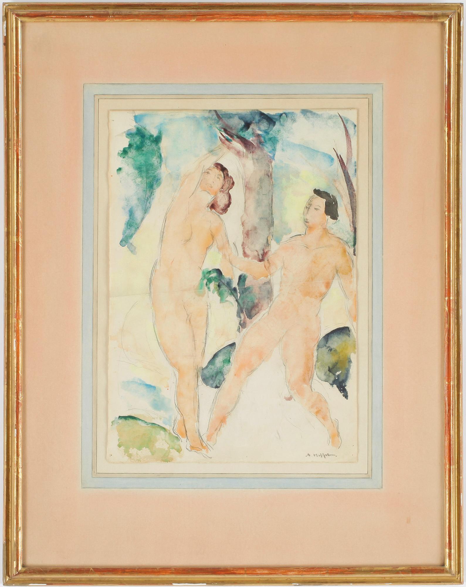 ALBERT HOFFSTEN, akvarell och blyerts på papper. Sign.