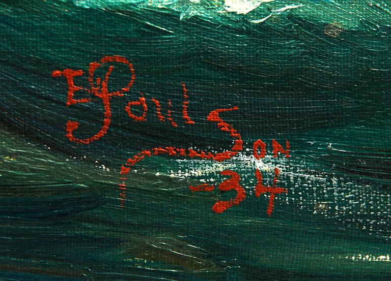 OKÄND KONSTNÄR, olja på duk, sign E. Poulson o dat -34.