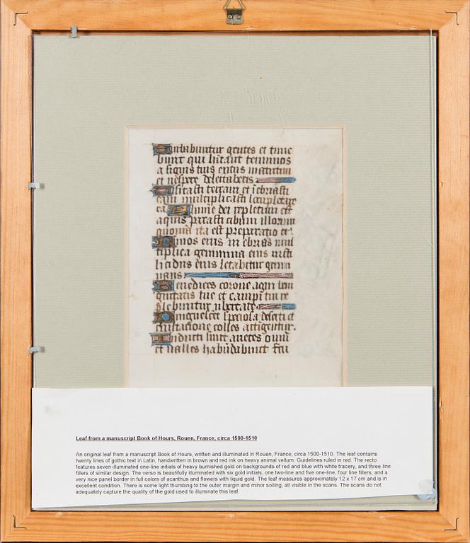 ILLUMINATED MANUSCRIPT, France/Rouen 1500-1510, from the Book of Hours.