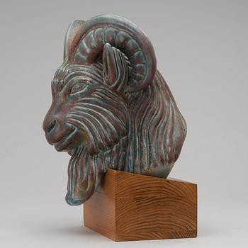 A Gunnar Nylund stoneware sculpture of a billy's head, Rörstrand.
