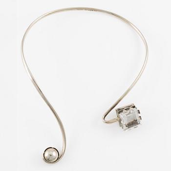 Stigbert, collar, neck ring, silver and rock crystal.