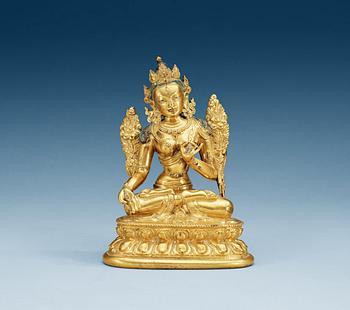 1269. A gilt bronze Sino-Tibetan figure of White Tara, 19th Century.