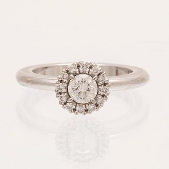 An 18K white gold ring with round brilliant cut diamonds by Engelbert, with GIA dossier.