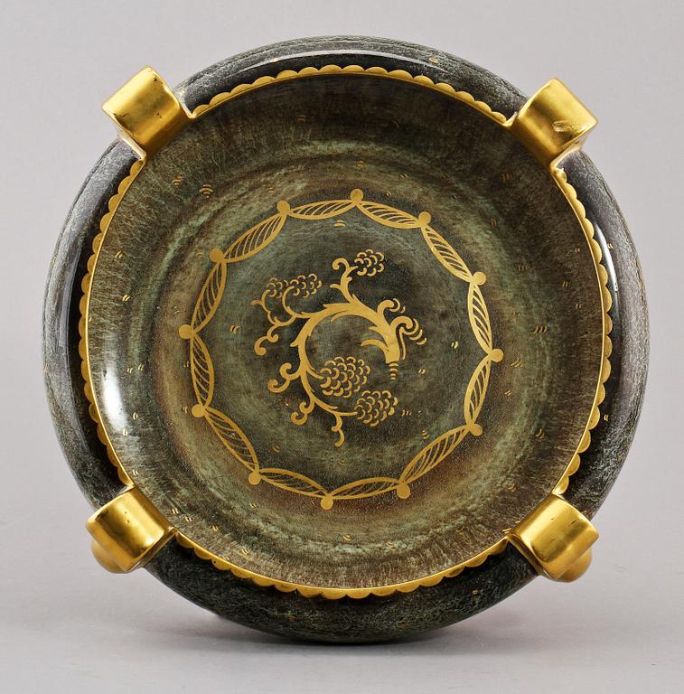 PRAKTSKÅL och FAT, 2 st, flintgods, Josef Ekberg, Gustavsberg, 1900-talets första hälft.