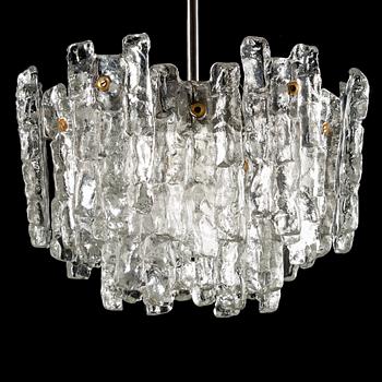 TAKLAMPA, "Ice block chandelier", J.T Design, Kalmar, Österrike, 1960-tal. Tot. höjd 46 cm.