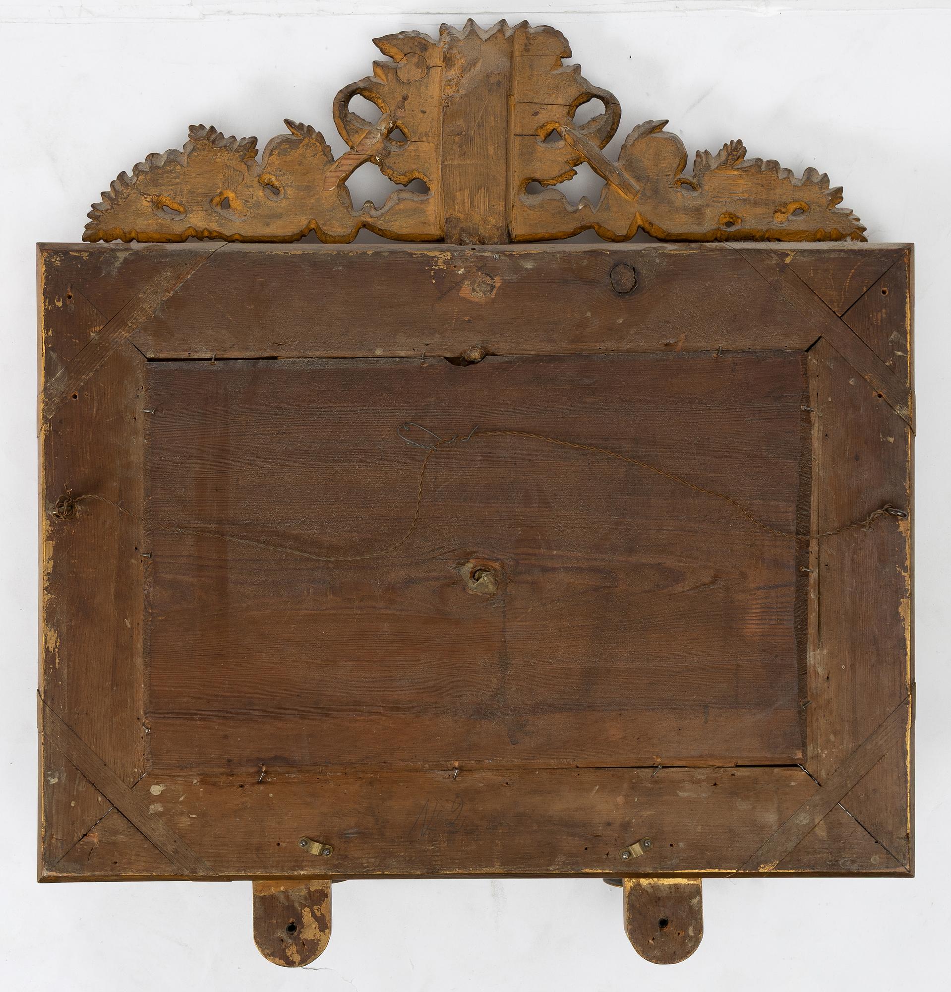 A pair of Empire giltwood two-branch girandole mirrors, Sweden, first part 19th century.