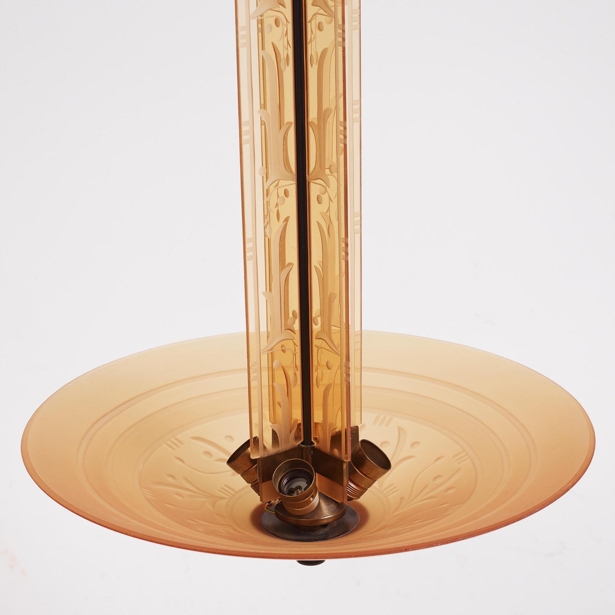 Edward Hald, a ceiling lamp model "HD 615", Orrefors, 1930s.