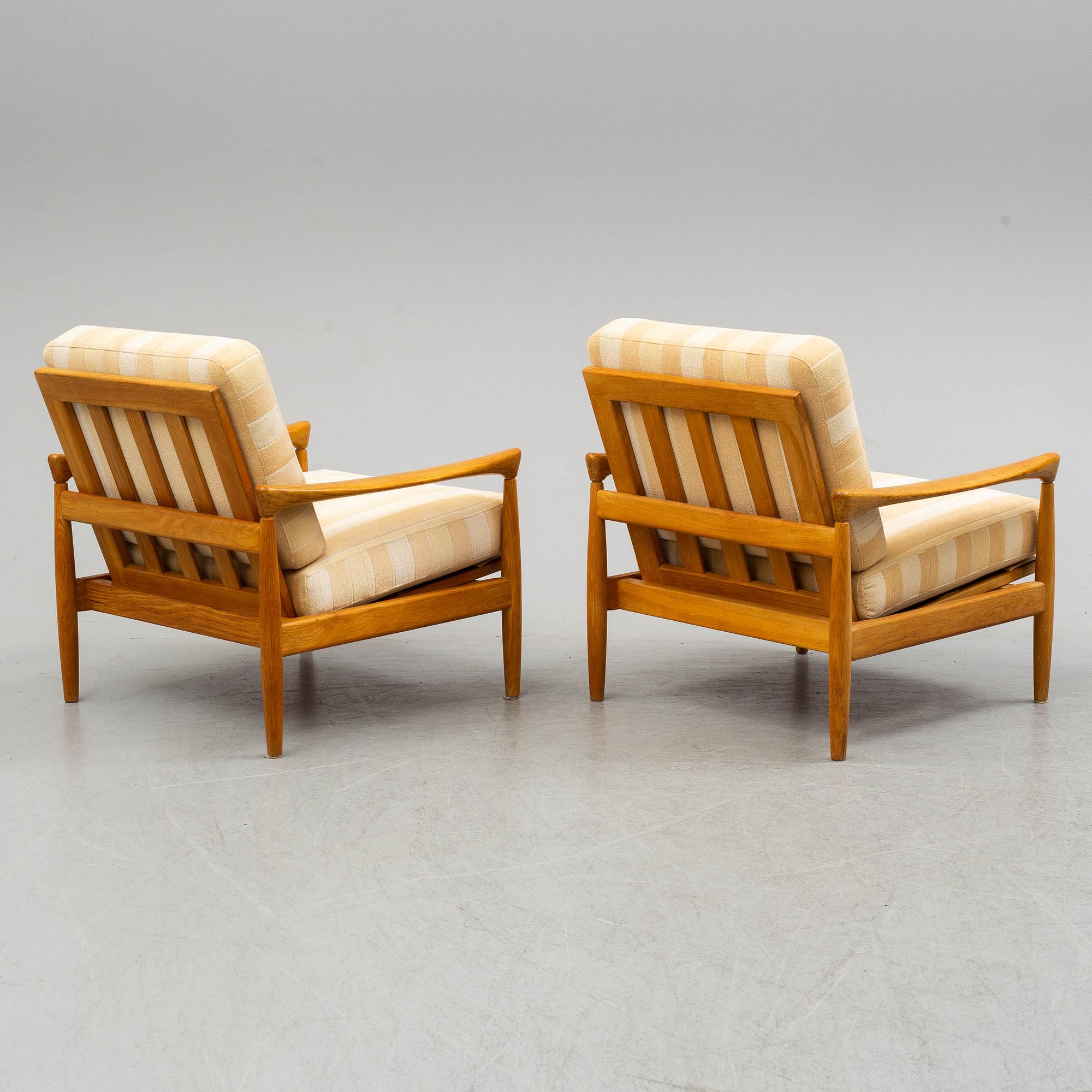 ERIK WÖRTZ, a pair of oak 'Kolding' easy chairs from IKEA, 1960's.
