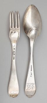 PARTI BESTICK, 8 st, silver, bl a E. Björkman, 1811, vikt ca 508 g.