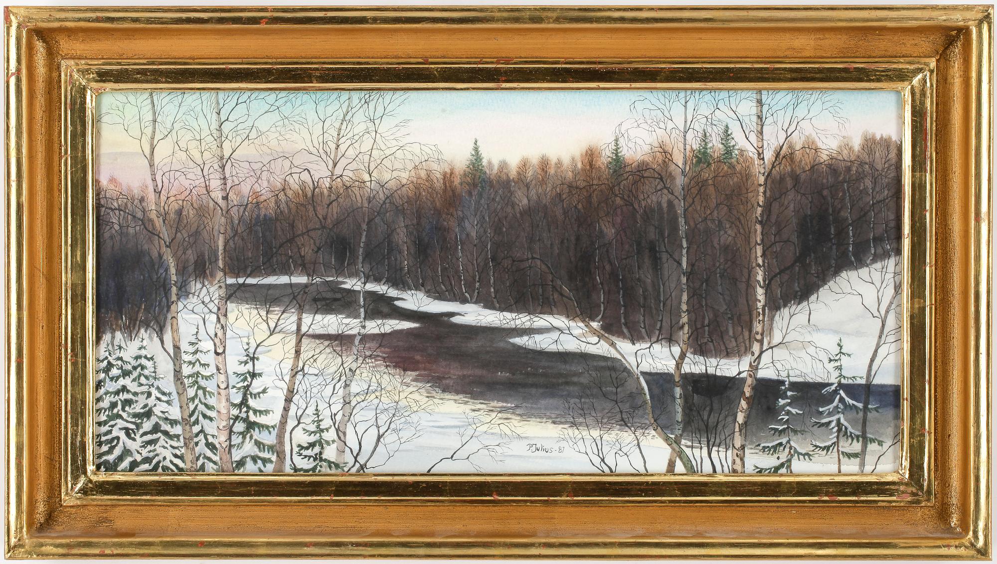 PER JULIUS, akvarell med täckvitt, signerad och daterad -87.