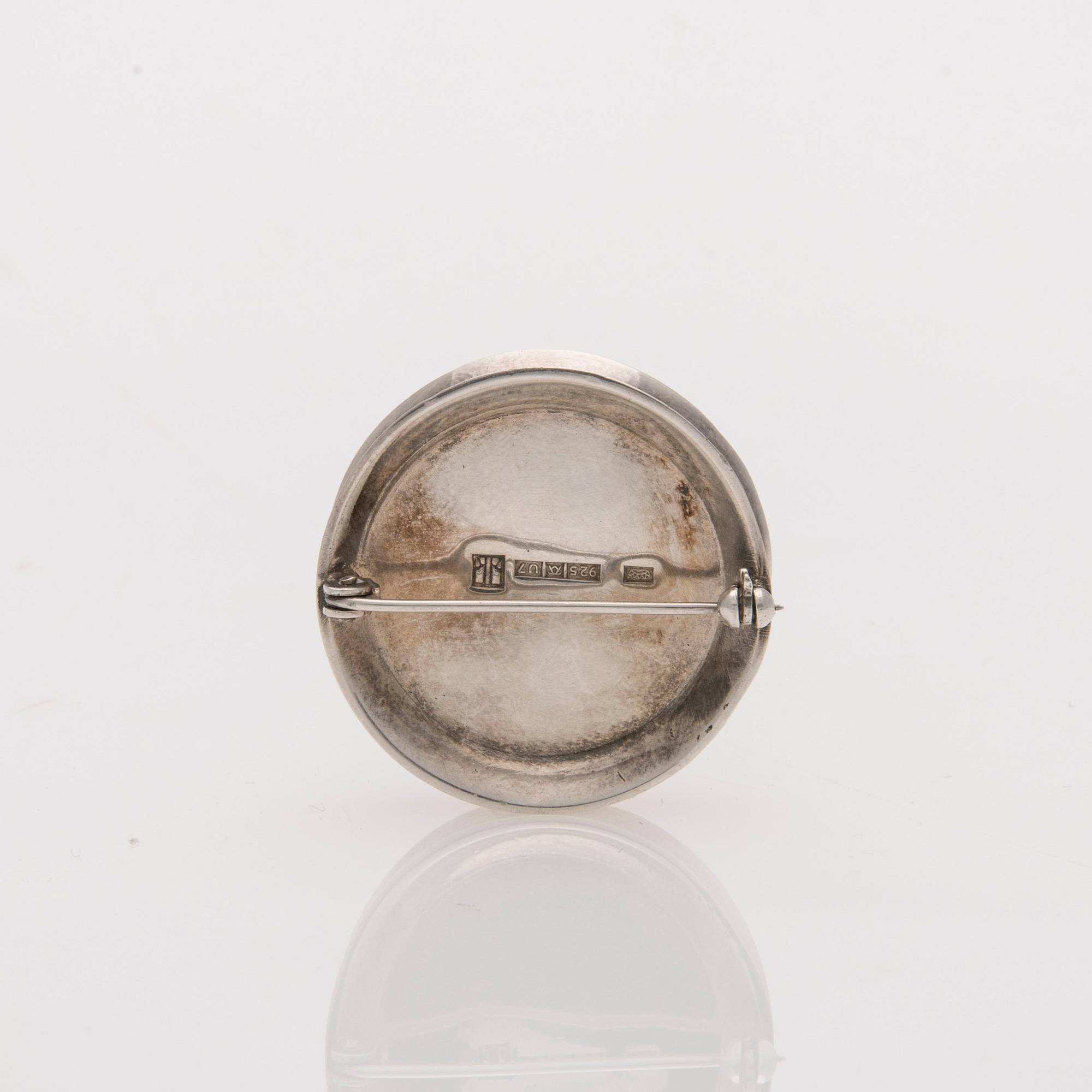 BROSCH, Kaunis Koru, kalcedon, sterlingsilver 1973.