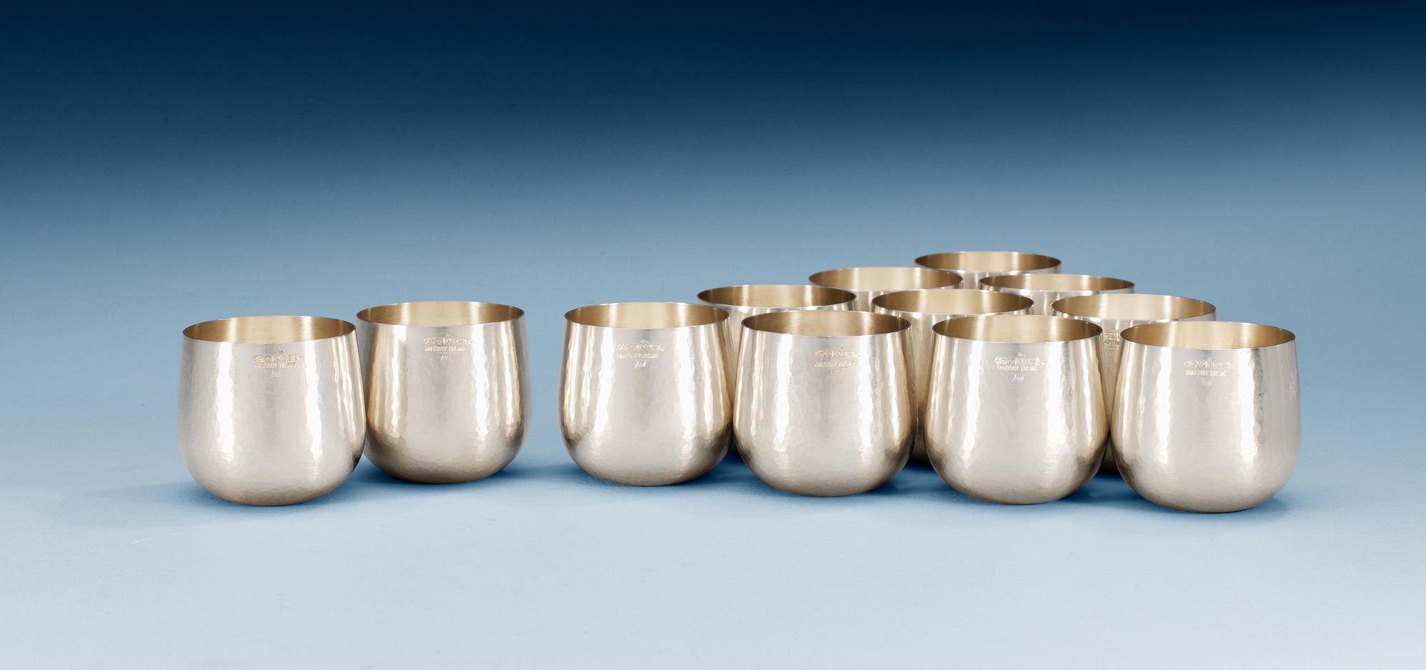 Tapio Wirkkala, TAPIO WIRKKALA, bägare, 12 st, Kultakeskus OY, Hämeenlinna, Finland 1977,