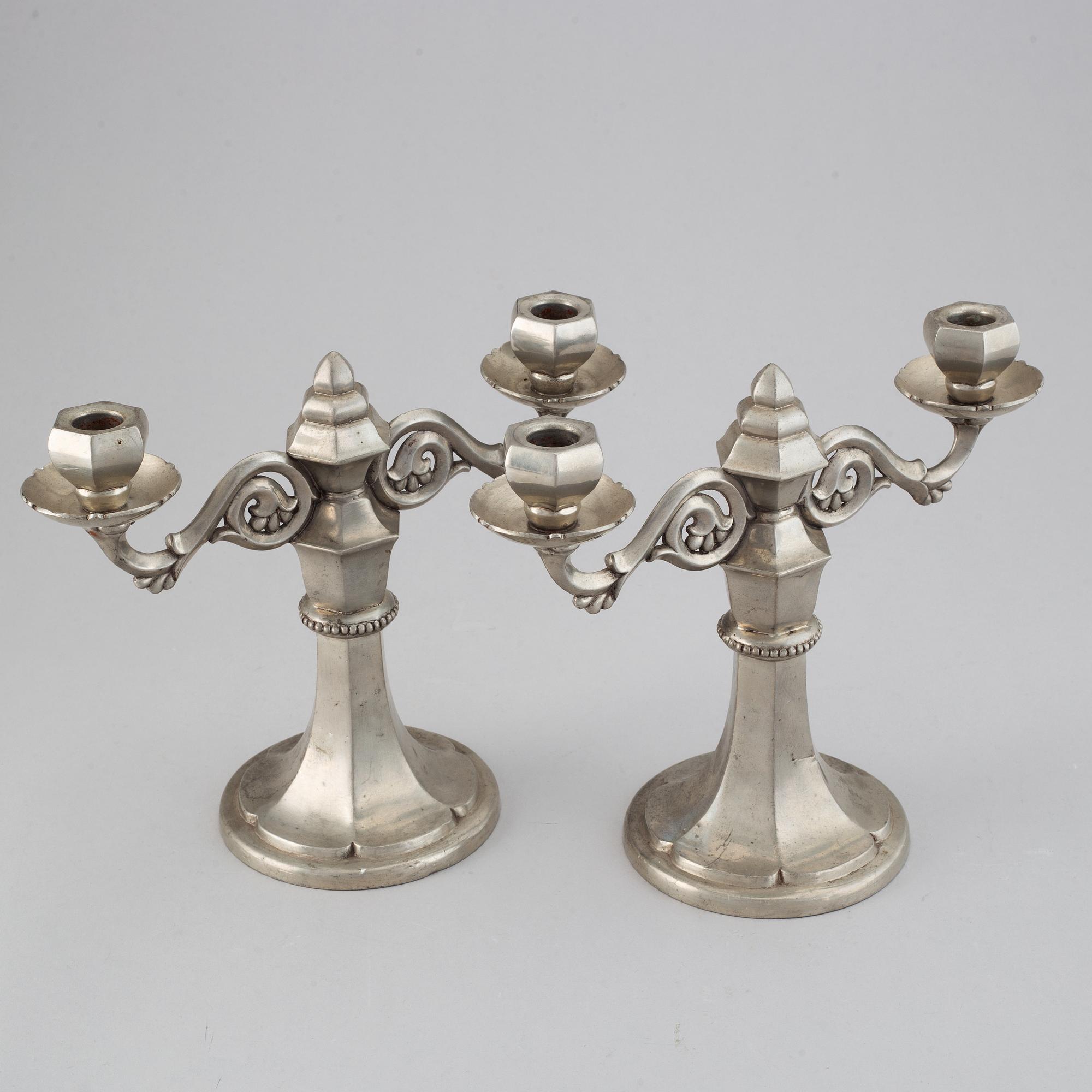 A pair of Gerotin pewter candlesticks, Denmark, first half of the 20th century.