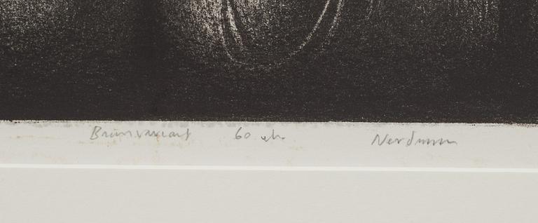 ODD NERDRUM, färglitografi, signerad.