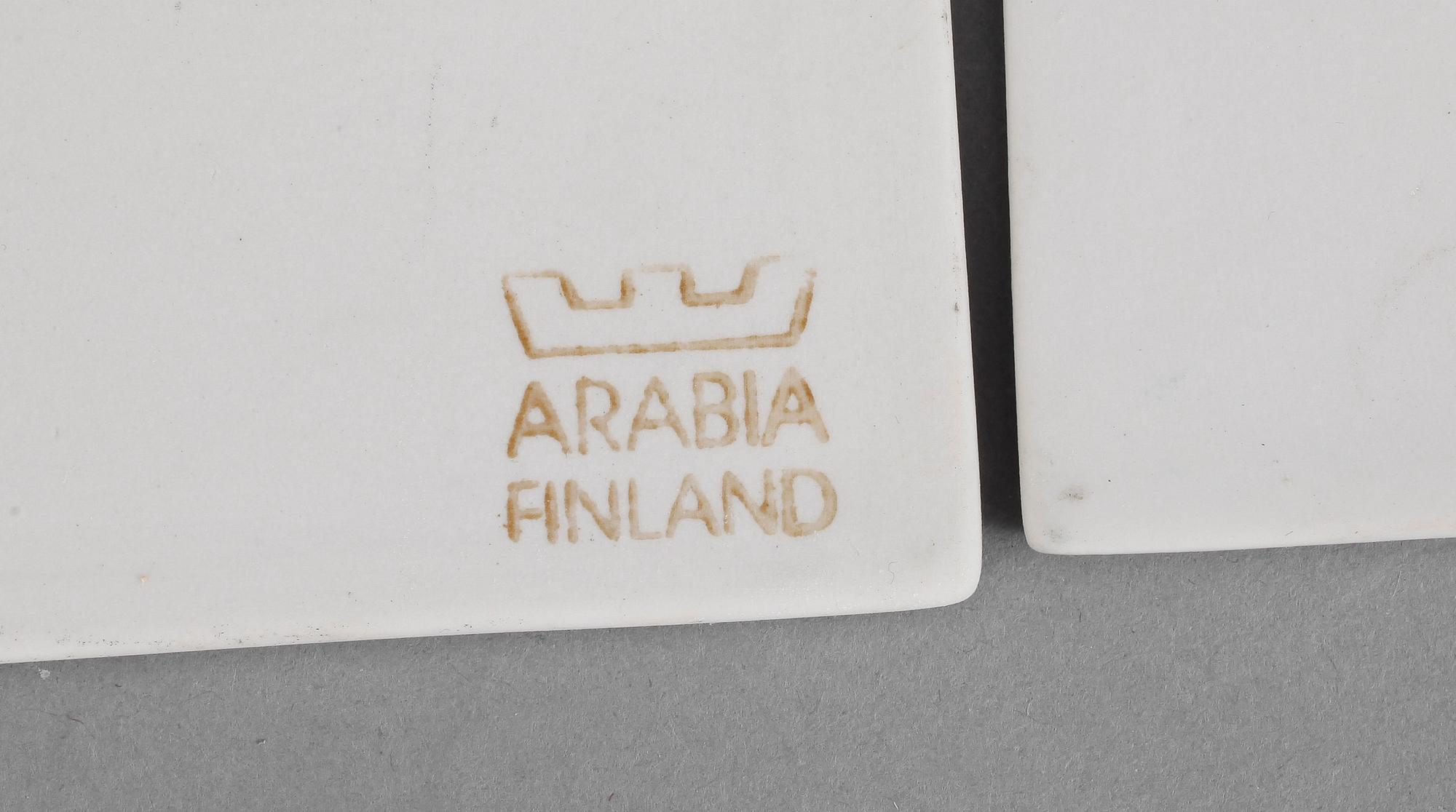 VÄGGPLAKETTER, 6 st, stengods, Heliä Liukko-Sundström, Arabia 1970-80-tal.