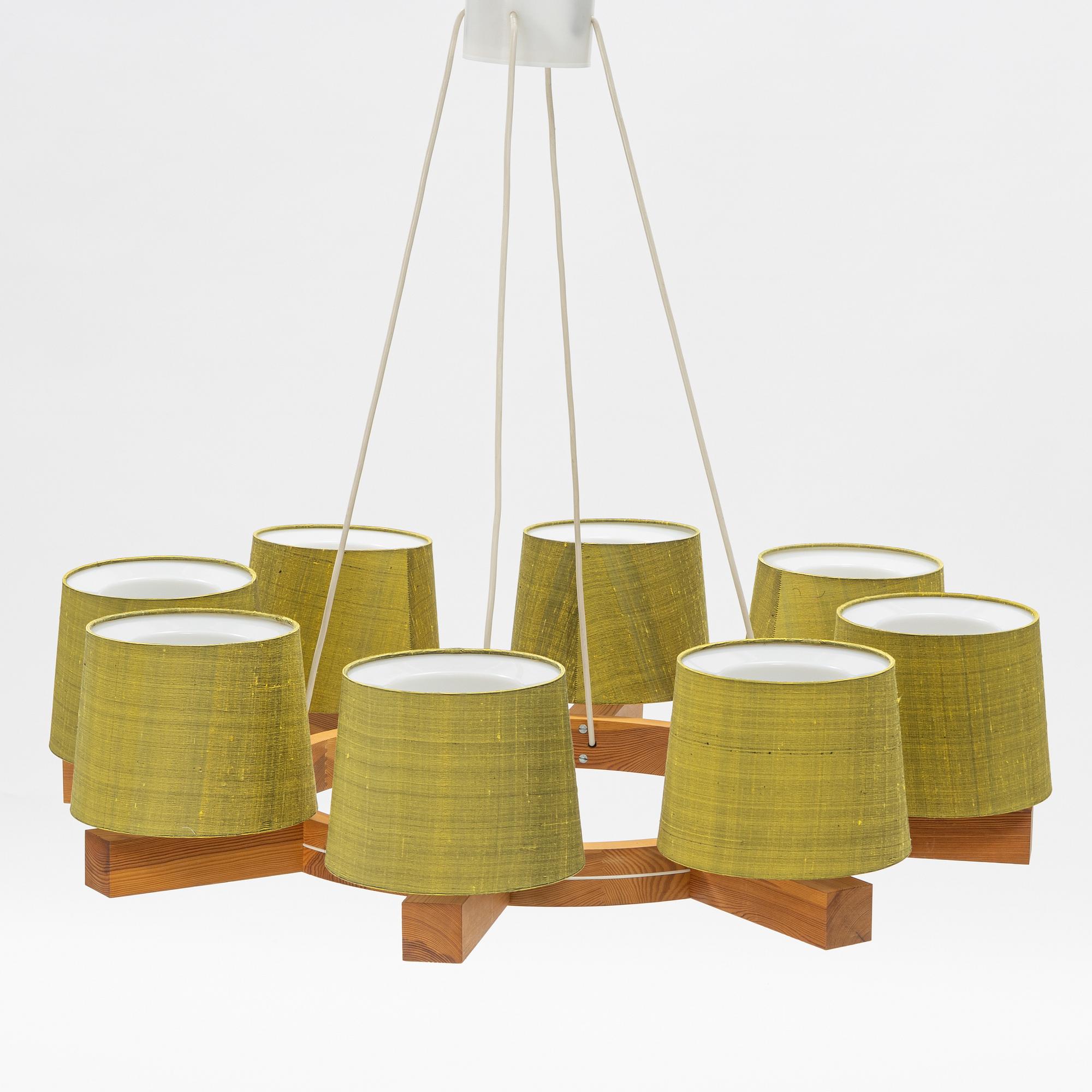 Uno & Östen Kristiansson, a pine wood ceiling lamp, Luxus, Vittsjö.