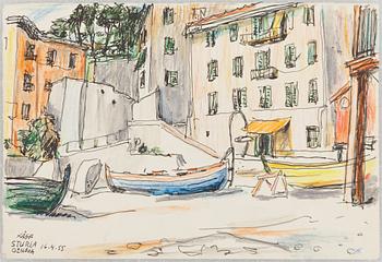 Wilhelm Kåge, a set of eight drawings, signed and dated 1905 and 1955 respectively.