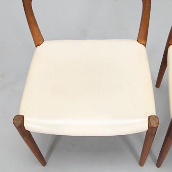Niels Otto Møller, stolar, 6 st, modell 77, J.L. Møllers Møbelfabrik, Danmark, 1960-tal.