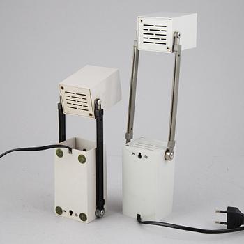 Verner Panton, two metal 'LamPetit' table lamps, Louis Poulsen, 1960's.