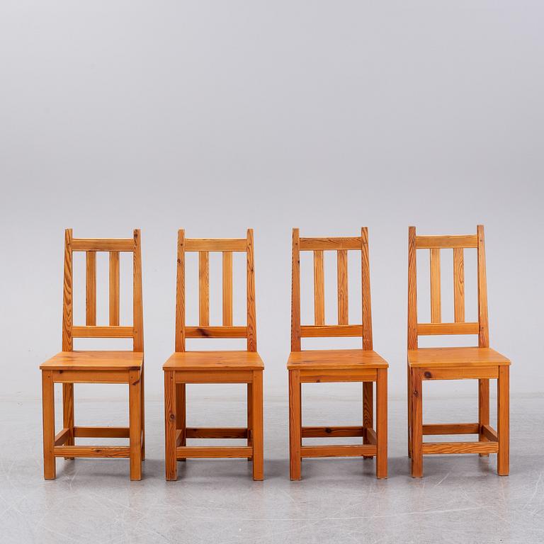 ROLAND WILHELMSSON, four pinewood chairs.